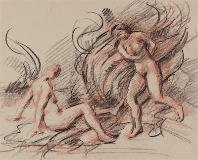 untitled; chalk-charcoal on paper, 32 x 40 cm, 2018