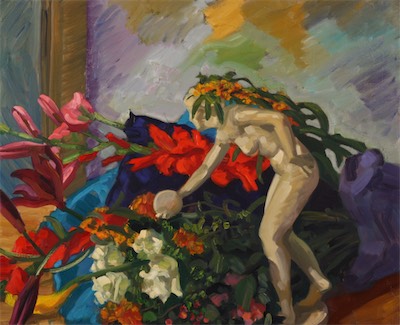 Statue & Flowers; oil on canvas, 65 x 80 cm, 2007
