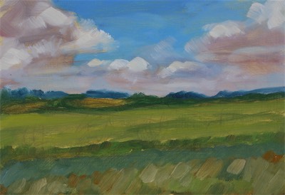 Bohemian Fields; oil on board, 17 x 25 cm, 2023