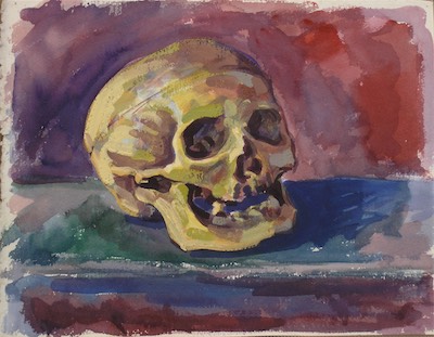 Skull; watercolor/guache, 28 x 35 cm, 1998